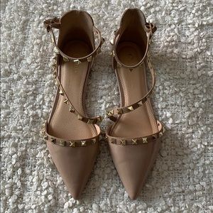 Studded nude flats
